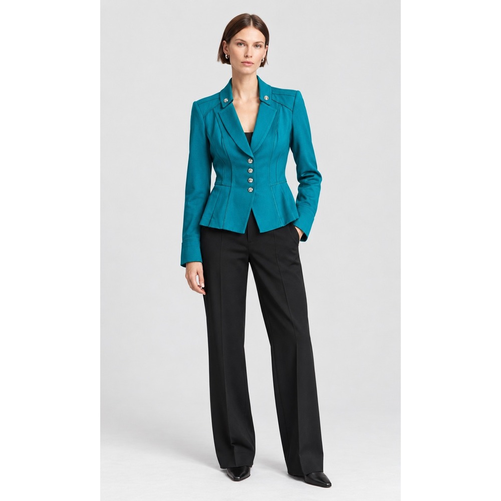 military Peplum Blazer Jacket Teal Blue 10 450130298